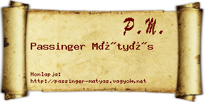 Passinger Mátyás névjegykártya
